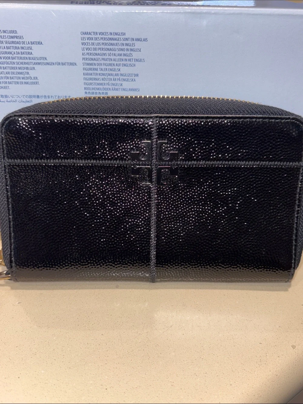 TORY BURCH patent black leather wallet wristlet